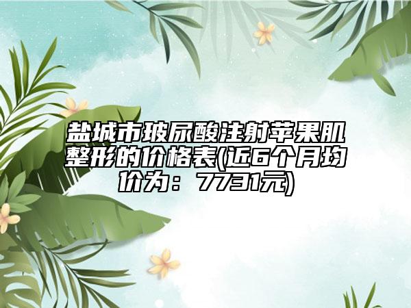 盐城市玻尿酸注射苹果肌整形的价格表(近6个月均价为：7731元)