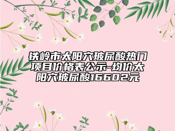 铁岭市太阳穴玻尿酸热门项目价格表公示-均价太阳穴玻尿酸16602元