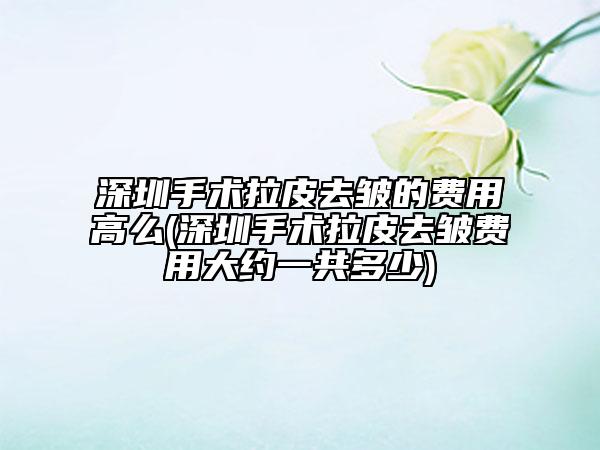 深圳手术拉皮去皱的费用高么(深圳手术拉皮去皱费用大约一共多少)