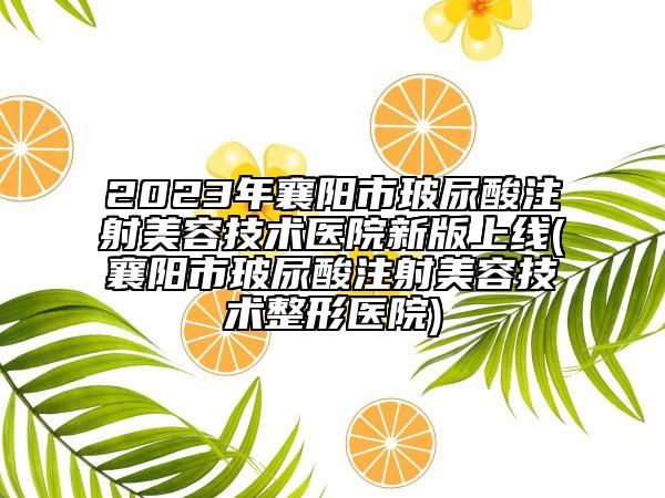 2023年襄阳市玻尿酸注射美容技术医院新版上线(襄阳市玻尿酸注射美容技术整形医院)