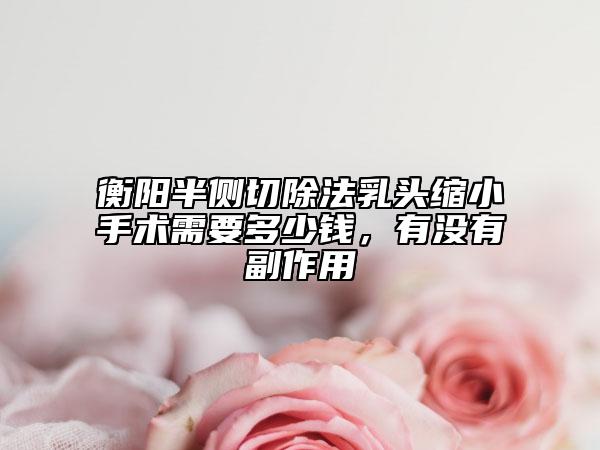 衡阳半侧切除法乳头缩小手术需要多少钱，有没有副作用