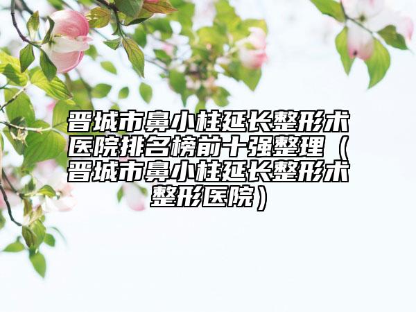 晋城市鼻小柱延长整形术医院排名榜前十强整理（晋城市鼻小柱延长整形术整形医院）