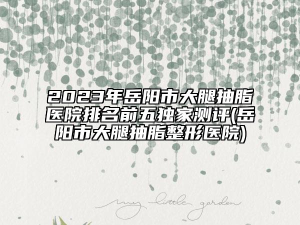 2023年岳阳市大腿抽脂医院排名前五独家测评(岳阳市大腿抽脂整形医院)