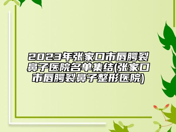 2023年张家口市唇腭裂鼻子医院名单集结(张家口市唇腭裂鼻子整形医院)