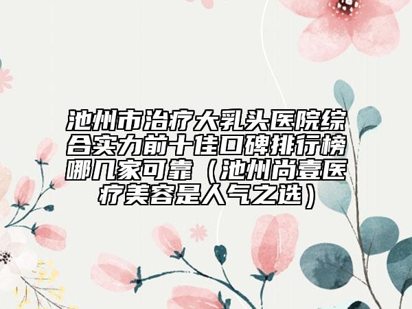 池州市治疗大乳头医院综合实力前十佳口碑排行榜哪几家可靠（池州尚壹医疗美容是人气之选）