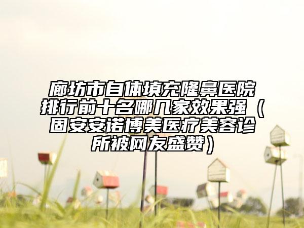 廊坊市自体填充隆鼻医院排行前十名哪几家效果强（固安安诺博美医疗美容诊所被网友盛赞）