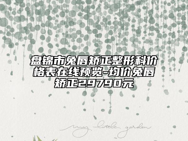 盘锦市兔唇矫正整形科价格表在线预览-均价兔唇矫正29790元