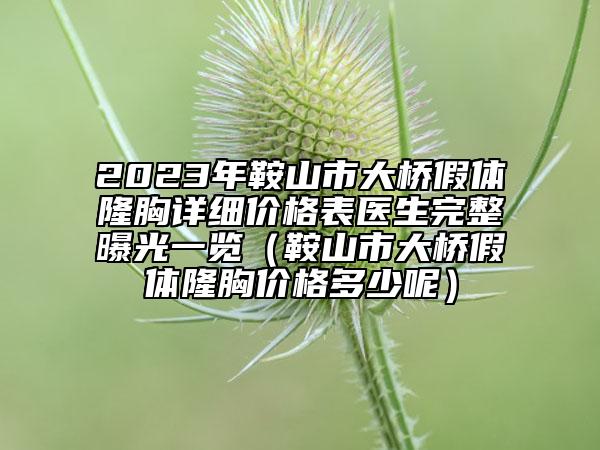 2023年鞍山市大桥假体隆胸详细价格表医生完整曝光一览（鞍山市大桥假体隆胸价格多少呢）