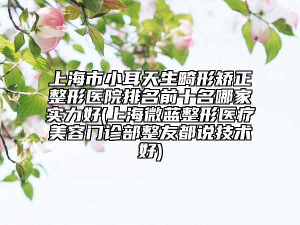 上海市小耳天生畸形矫正整形医院排名前十名哪家实力好(上海微蓝整形医疗美容门诊部整友都说技术好)