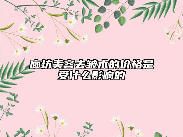 廊坊美容去皱术的价格是受什么影响的
