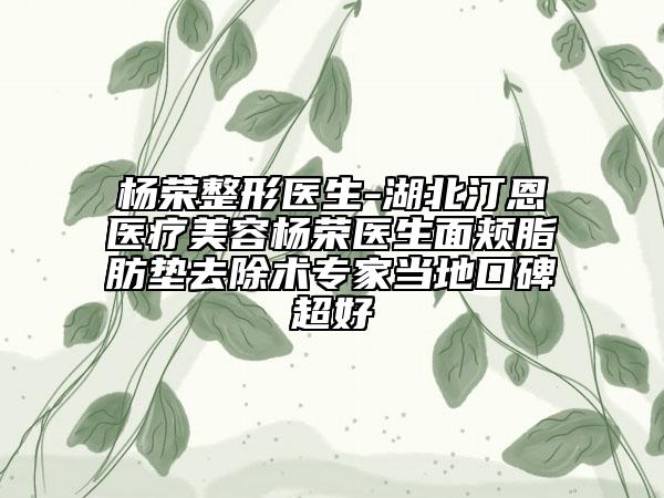 杨荣整形医生-湖北汀恩医疗美容杨荣医生面颊脂肪垫去除术专家当地口碑超好