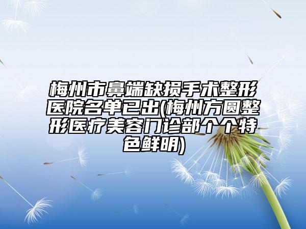 梅州市鼻端缺损手术整形医院名单已出(梅州方圆整形医疗美容门诊部个个特色鲜明)
