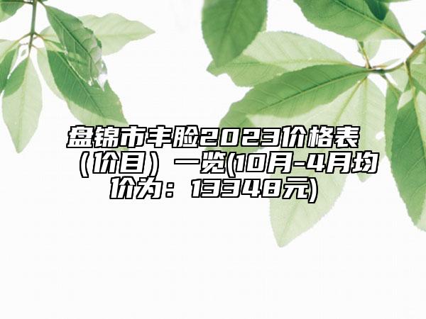 盘锦市丰脸2023价格表（价目）一览(10月-4月均价为：13348元)
