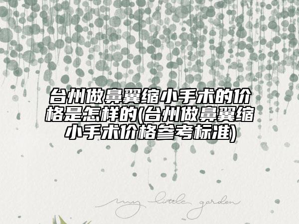 台州做鼻翼缩小手术的价格是怎样的(台州做鼻翼缩小手术价格参考标准)