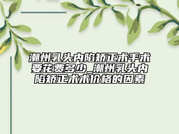 潮州乳头内陷矫正术手术要花费多少_潮州乳头内陷矫正术术价格的因素