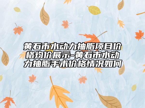 黄石市水动力抽脂项目价格均价展示-黄石市水动力抽脂手术价格情况如何