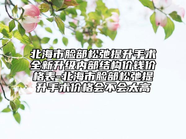 北海市脸部松弛提升手术全新升级内部结构价钱价格表-北海市脸部松弛提升手术价格会不会太高