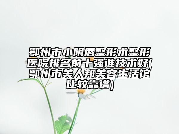 鄂州市小阴唇整形术整形医院排名前十强谁技术好(鄂州市美人邦美容生活馆比较靠谱)