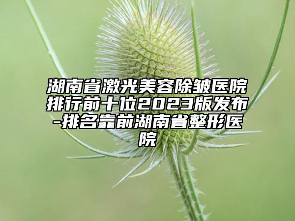 湖南省激光美容除皱医院排行前十位2023版发布-排名靠前湖南省整形医院