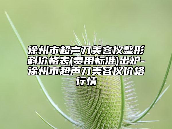 徐州市超声刀美容仪整形科价格表(费用标准)出炉-徐州市超声刀美容仪价格行情