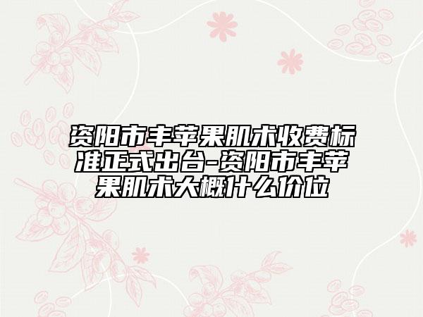 资阳市丰苹果肌术收费标准正式出台-资阳市丰苹果肌术大概什么价位