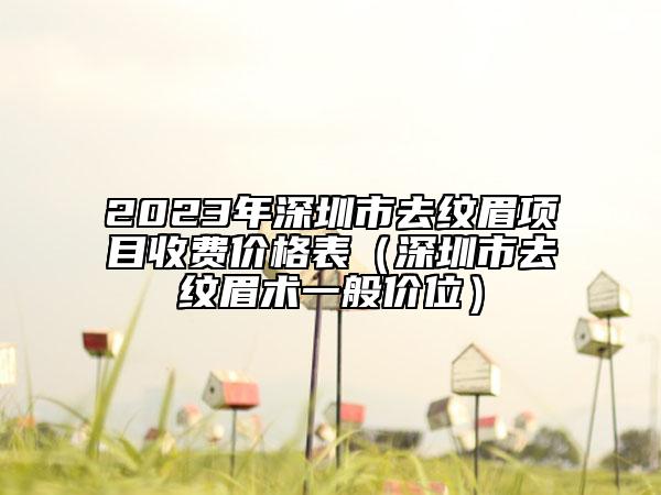 2023年深圳市去纹眉项目收费价格表（深圳市去纹眉术一般价位）