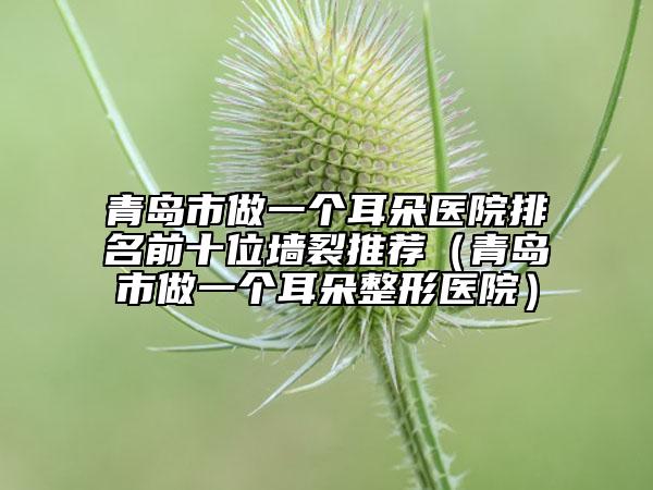 青岛市做一个耳朵医院排名前十位墙裂推荐（青岛市做一个耳朵整形医院）