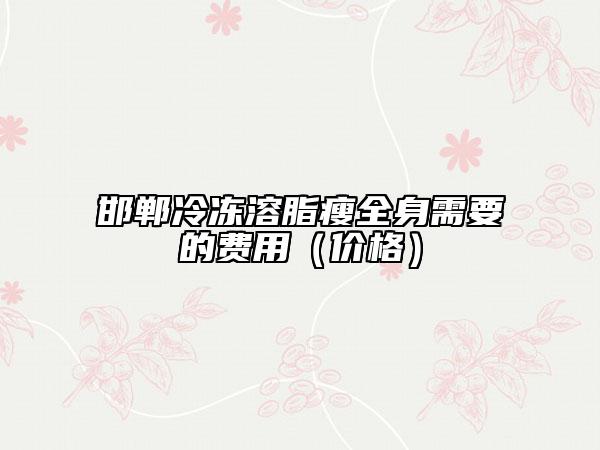 邯郸冷冻溶脂瘦全身需要的费用（价格）