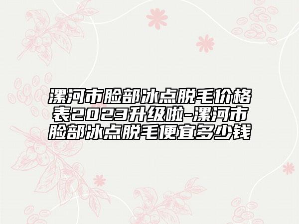 漯河市脸部冰点脱毛价格表2023升级啦-漯河市脸部冰点脱毛便宜多少钱