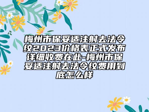 梅州市保妥适注射去法令纹2023价格表正式发布详细收费在此-梅州市保妥适注射去法令纹费用到底怎么样