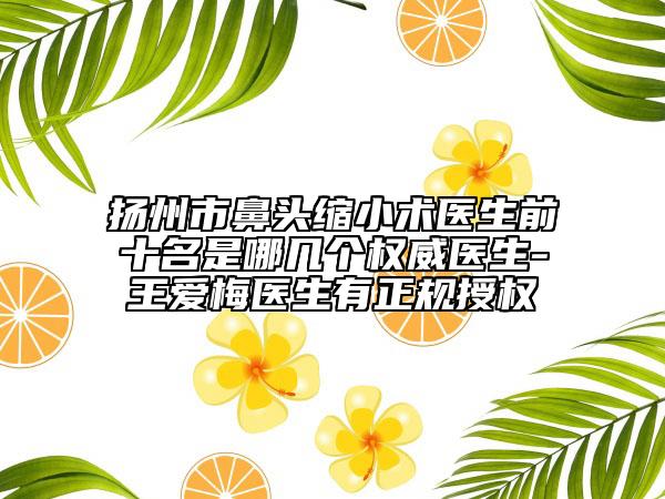 扬州市鼻头缩小术医生前十名是哪几个权威医生-王爱梅医生有正规授权
