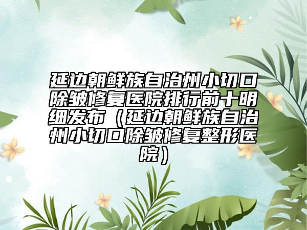 延边朝鲜族自治州小切口除皱修复医院排行前十明细发布（延边朝鲜族自治州小切口除皱修复整形医院）