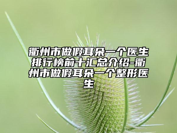 衢州市做假耳朵一个医生排行榜前十汇总介绍-衢州市做假耳朵一个整形医生