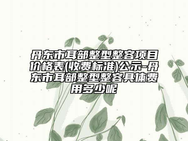 丹东市耳部整型整容项目价格表(收费标准)公示-丹东市耳部整型整容具体费用多少呢