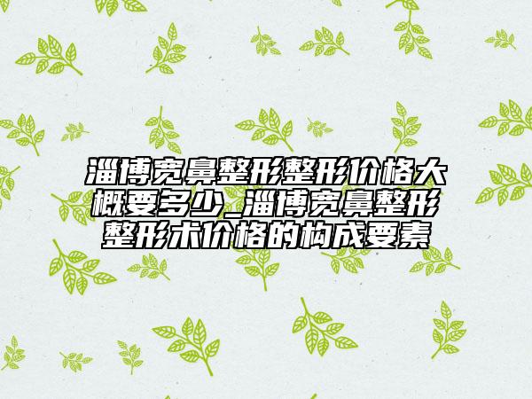 淄博宽鼻整形整形价格大概要多少_淄博宽鼻整形整形术价格的构成要素