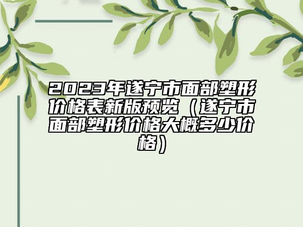 2023年遂宁市面部塑形价格表新版预览（遂宁市面部塑形价格大概多少价格）