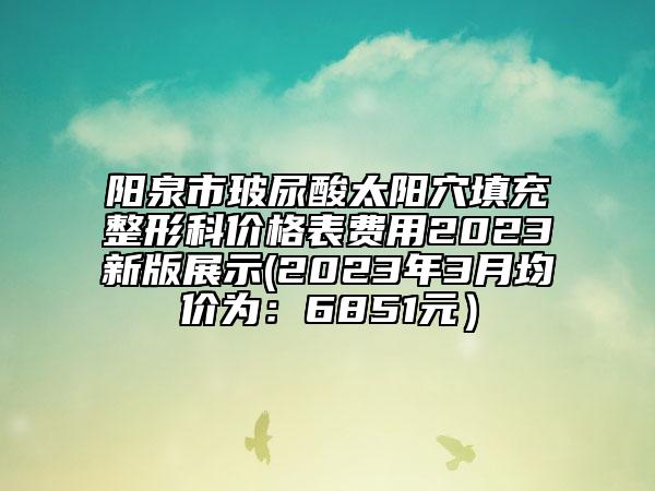 阳泉市玻尿酸太阳穴填充整形科价格表费用2023新版展示(2023年3月均价为：6851元）