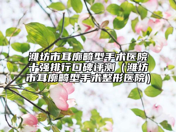 潍坊市耳廓畸型手术医院十强排行口碑评测（潍坊市耳廓畸型手术整形医院）
