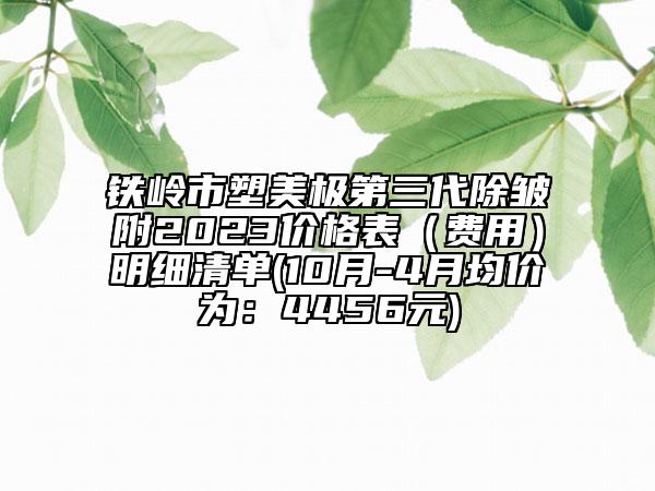 铁岭市塑美极第三代除皱附2023价格表（费用）明细清单(10月-4月均价为：4456元)