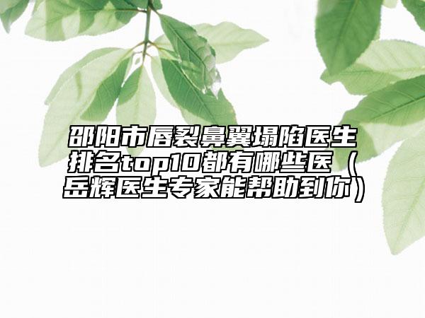 邵阳市唇裂鼻翼塌陷医生排名top10都有哪些医（岳辉医生专家能帮助到你）