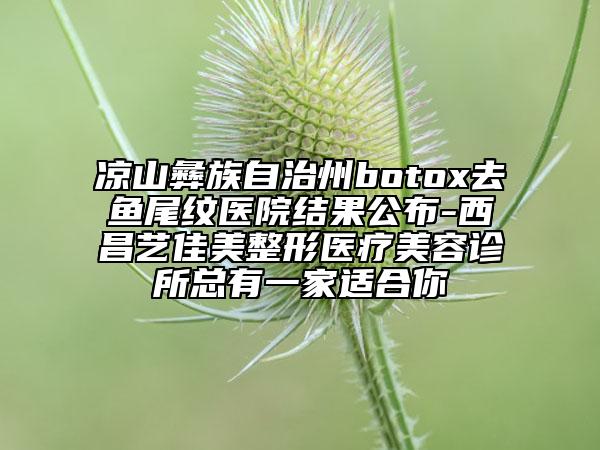 凉山彝族自治州botox去鱼尾纹医院结果公布-西昌艺佳美整形医疗美容诊所总有一家适合你