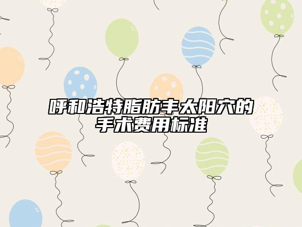 呼和浩特脂肪丰太阳穴的手术费用标准