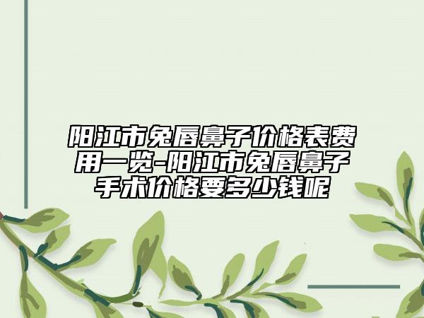 阳江市兔唇鼻子价格表费用一览-阳江市兔唇鼻子手术价格要多少钱呢