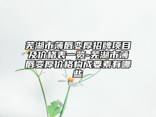 芜湖市薄唇变厚招牌项目及价格表一览-芜湖市薄唇变厚价格构成要素有哪些