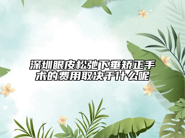 深圳眼皮松弛下垂矫正手术的费用取决于什么呢