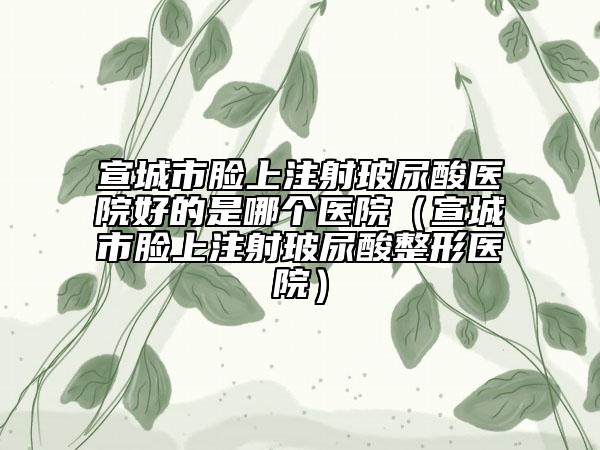 宣城市脸上注射玻尿酸医院好的是哪个医院（宣城市脸上注射玻尿酸整形医院）