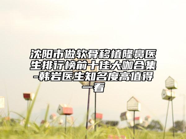 沈阳市做软骨移植隆鼻医生排行榜前十佳大咖合集-韩岩医生知名度高值得一看
