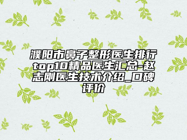 濮阳市鼻子整形医生排行top10精品医生汇总-赵志刚医生技术介绍_口碑评价