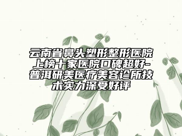云南省鼻头塑形整形医院上榜十家医院口碑超好-普洱研美医疗美容诊所技术实力深受好评