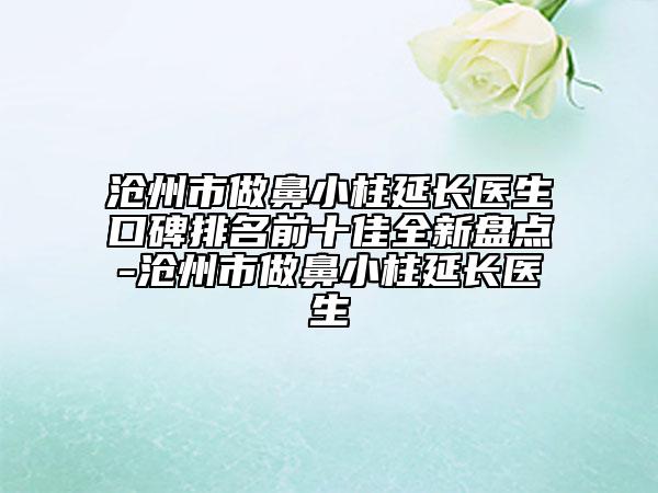 沧州市做鼻小柱延长医生口碑排名前十佳全新盘点-沧州市做鼻小柱延长医生